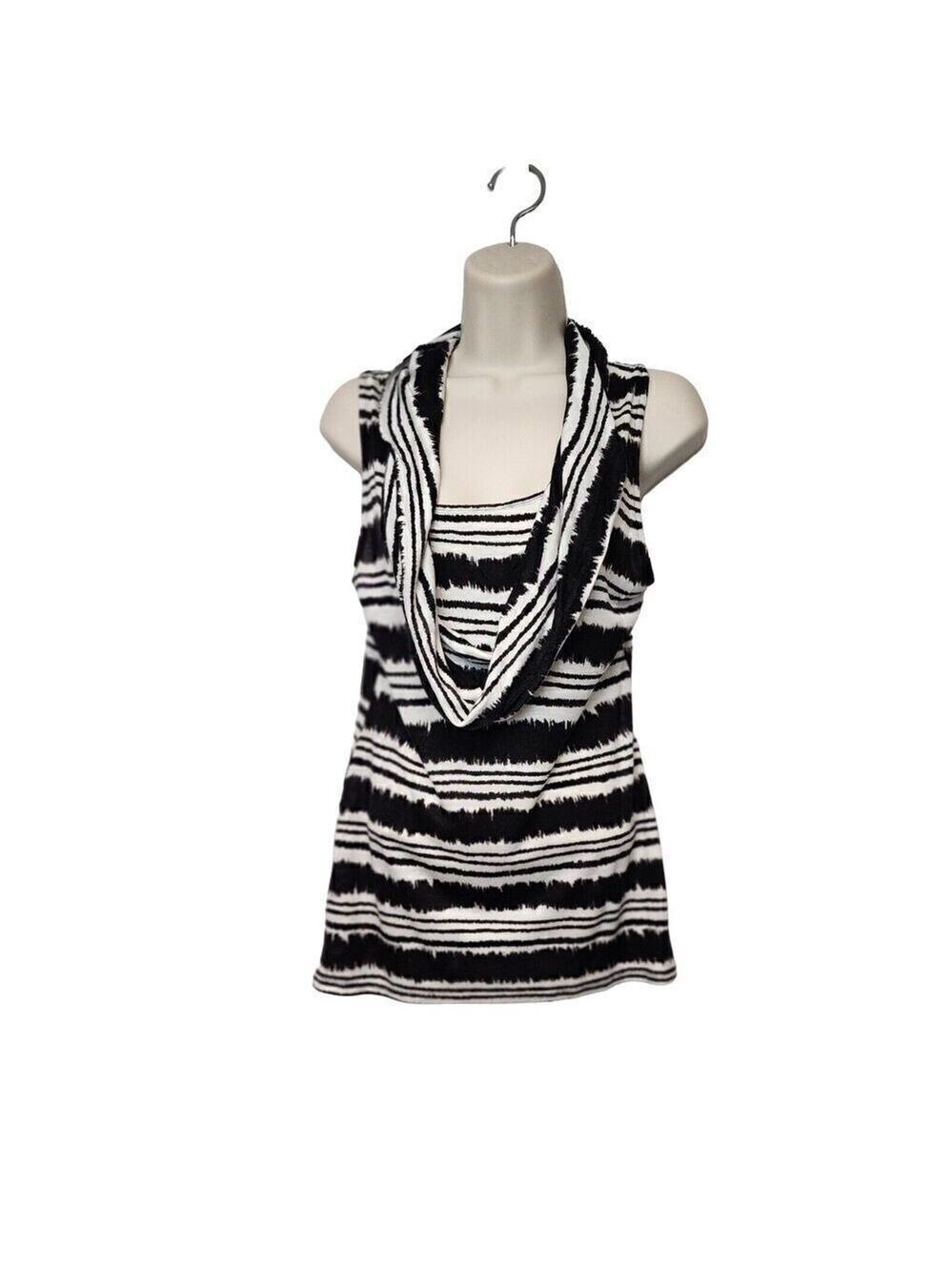 West Kei Cowl Neckline Multicolor Black Sleeveless Blouse Size Medium